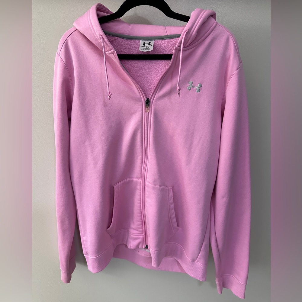 XL Under Armour Light Pink Zip-Up Hoodie